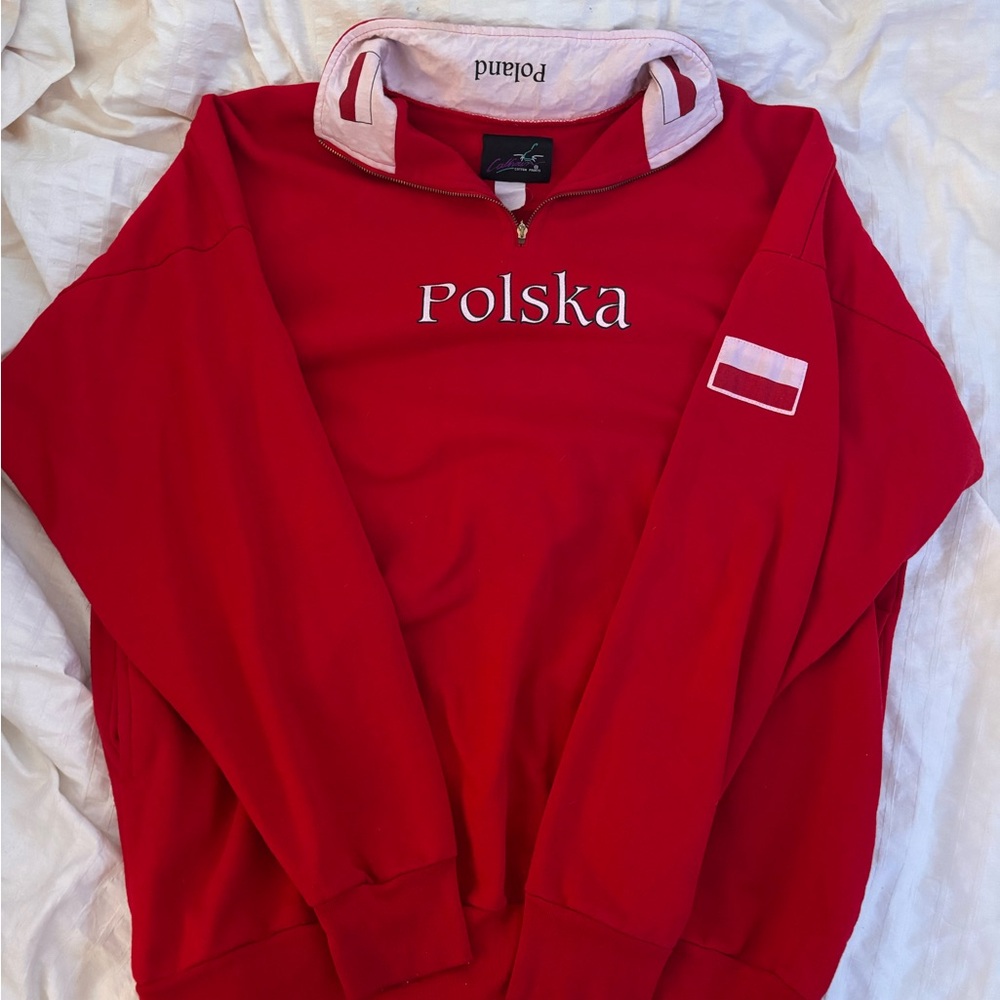 Collection B Red Polska Men's Crewneck Sweater